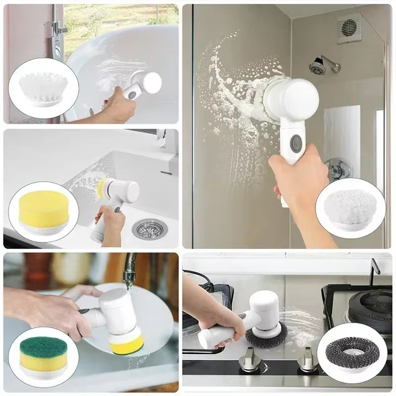 ⚡ 5-in-1 Electric Spin Scrubber – Powerful Cordless Cleaning Brush with 5 Replaceable Heads