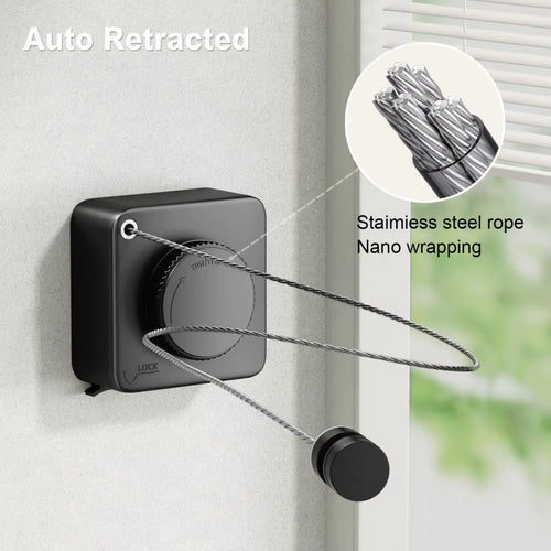 4.2M Retractable Wall-Mounted Clothesline – Adjustable Stainless Steel Laundry Drying Line