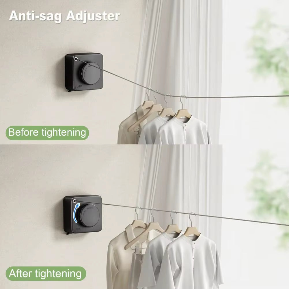 4.2M Retractable Wall-Mounted Clothesline – Adjustable Stainless Steel Laundry Drying Line