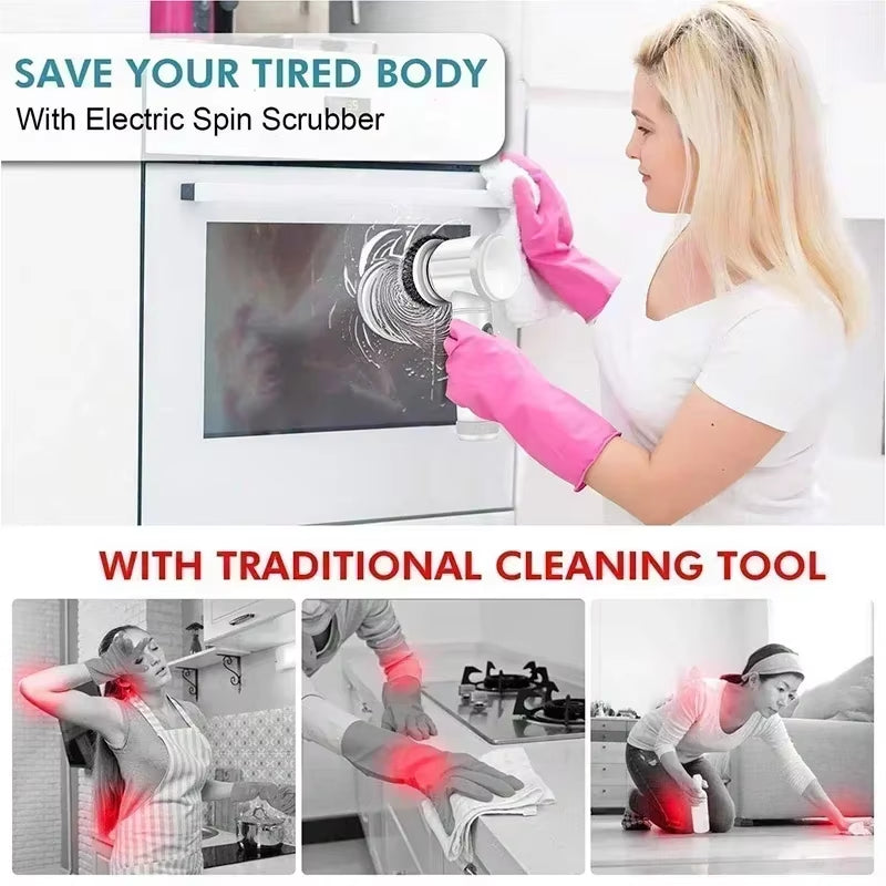 ⚡ 5-in-1 Electric Spin Scrubber – Powerful Cordless Cleaning Brush with 5 Replaceable Heads