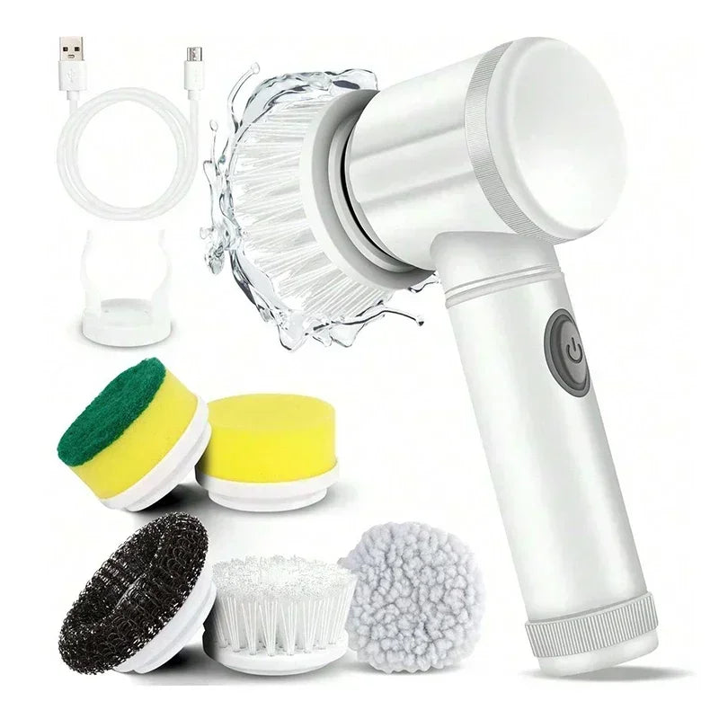 ⚡ 5-in-1 Electric Spin Scrubber – Powerful Cordless Cleaning Brush with 5 Replaceable Heads