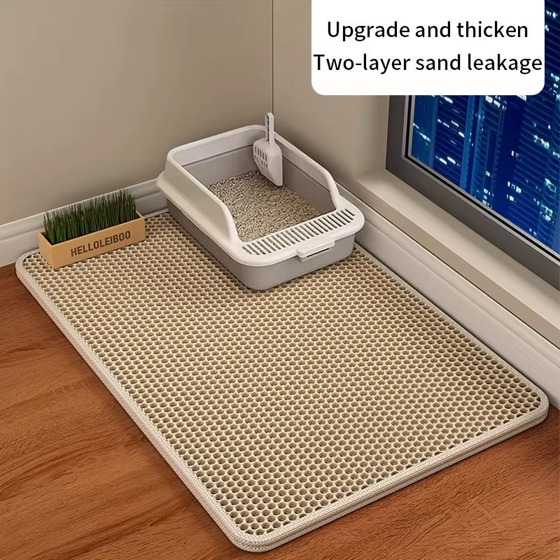 Large Honeycomb Double-Layer Cat Litter Mat – Waterproof, Easy to Clean, Scatter Control