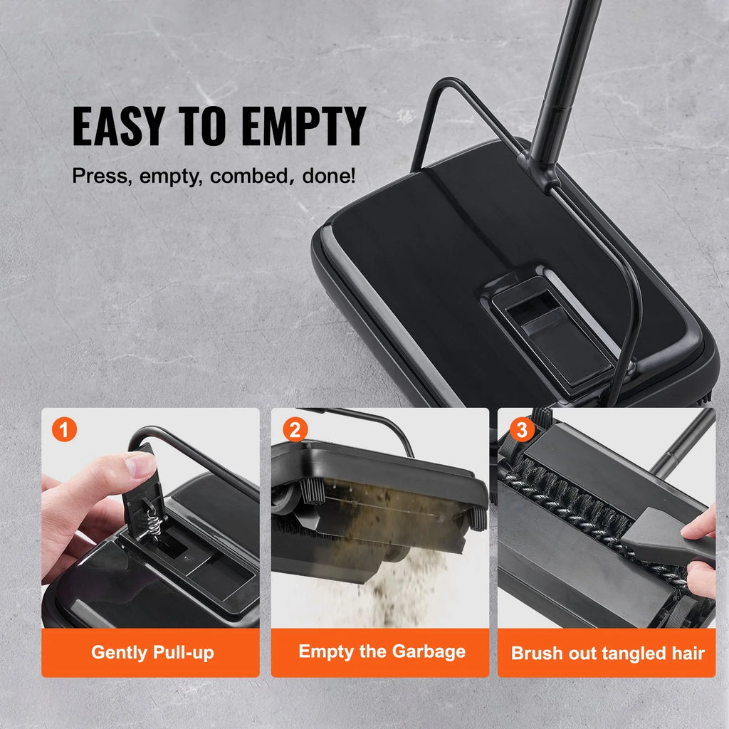 VEVOR Manual Carpet Sweeper – 7.87" Path, Non-Electric Floor Cleaner for Rugs, Hardwood & Pet Hair