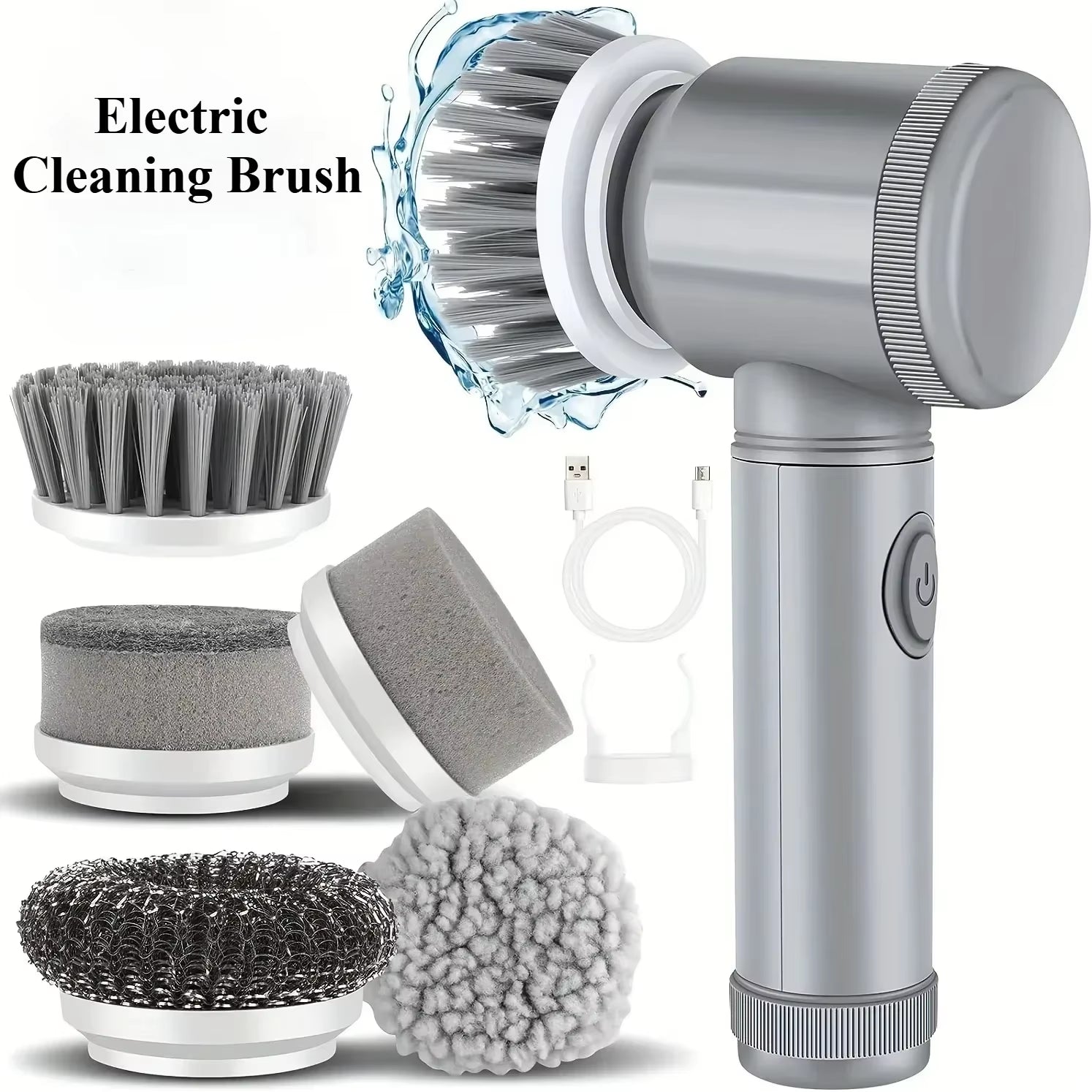 ⚡ 5-in-1 Electric Spin Scrubber – Powerful Cordless Cleaning Brush with 5 Replaceable Heads